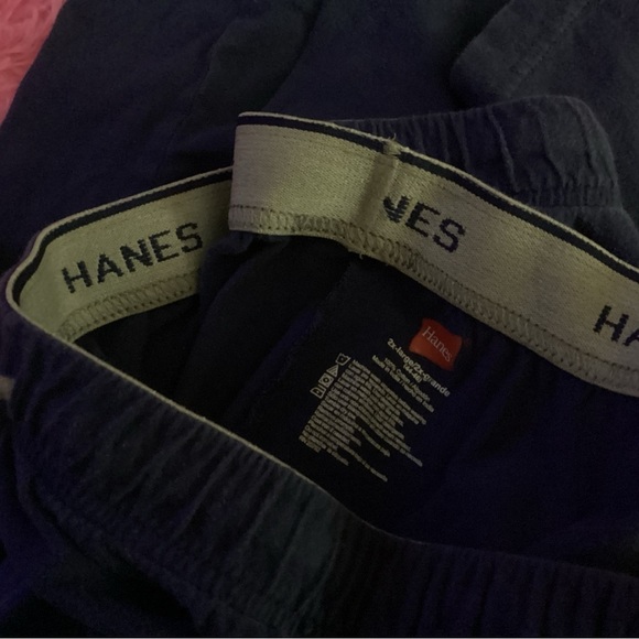 HANES MENS 3X PAJAMAS BLUE DRW STRING PANTS WITH GRAY LONG SLEEVE 3 BUTTON SHIRT - Picture 3 of 3